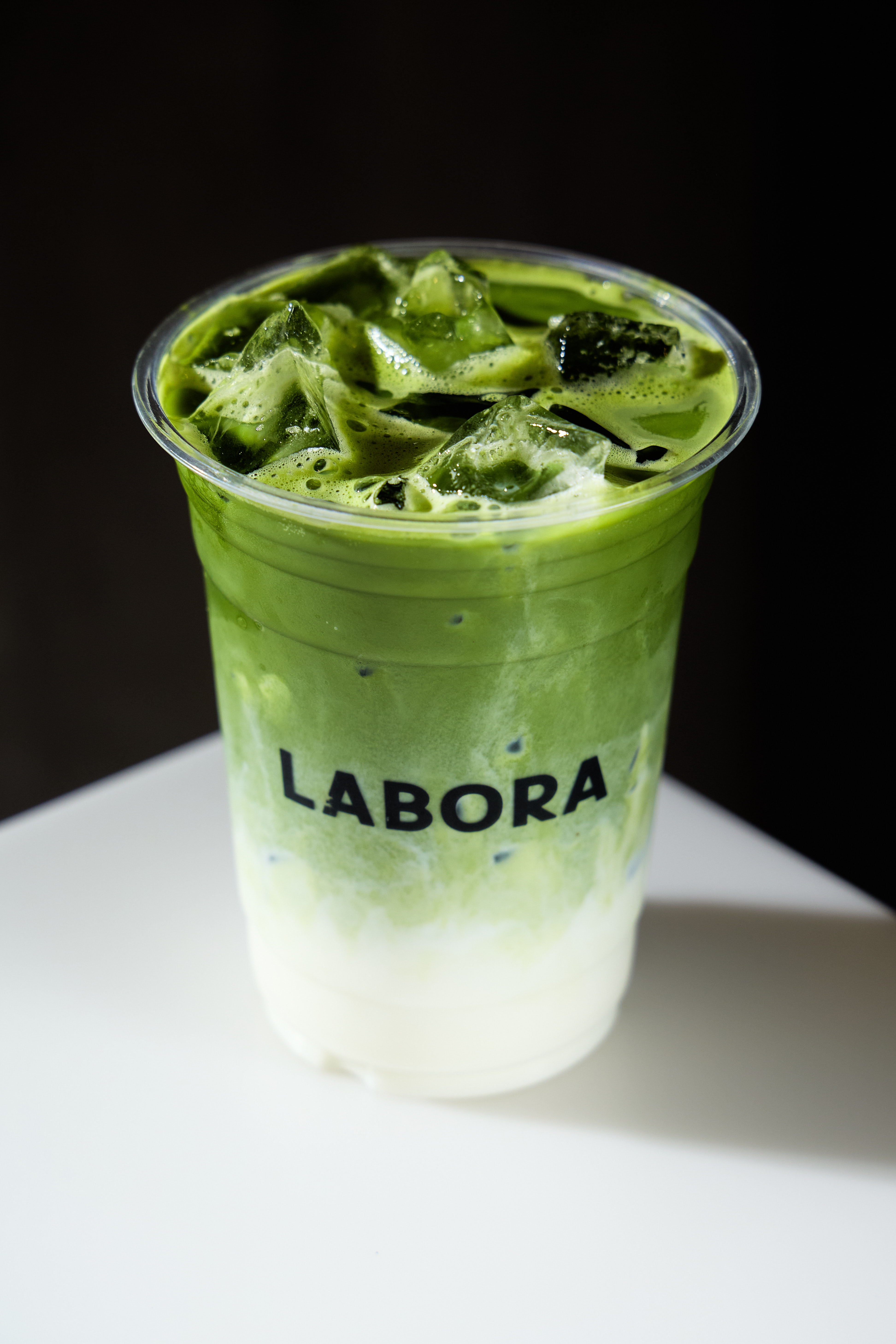 Labora 1 — Premium ceremonial grade matcha latte paired with whole-milk